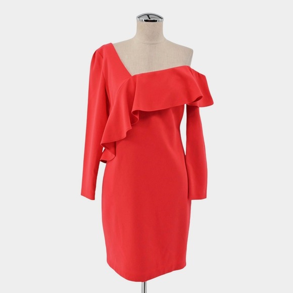 Black Halo Dresses & Skirts - BLACK HALO Tava Dress Size 6‎ Red Glamorous Ruffle Romantic Elegant Mini Sheath